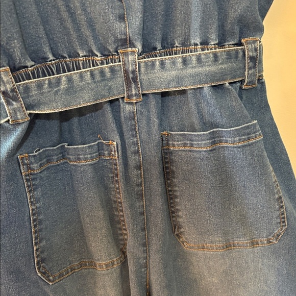 Celebrity Pink Blue Denim Jeans Overalls L - Picture 6 of 15